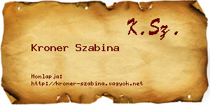 Kroner Szabina névjegykártya